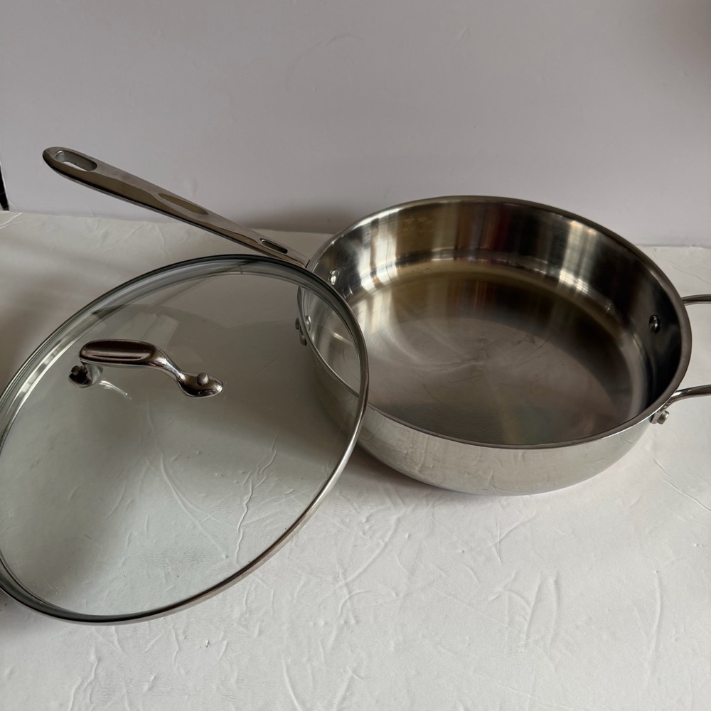 EMERIL 3 Qt Stainless Steel Frying Pan 10” with Glass Lid